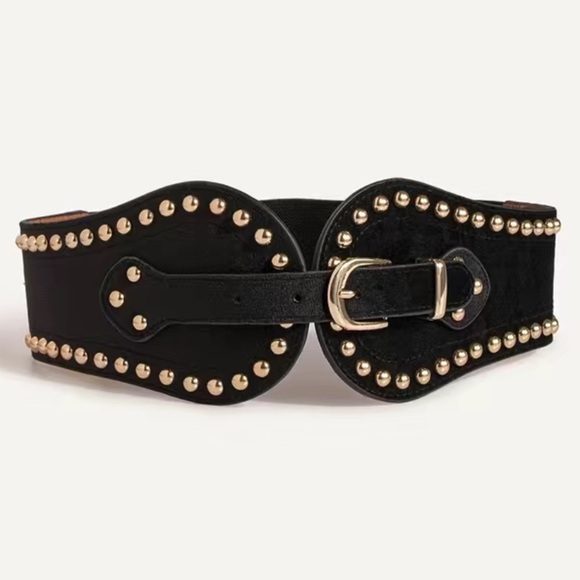 Rivet Elastic Studded Buckle Belt - Picture 1 of 5